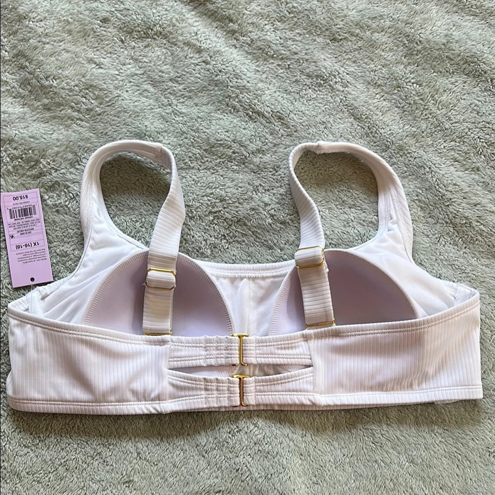 Women’s Ribbed Scoop Neck Swim Top - Light Pink